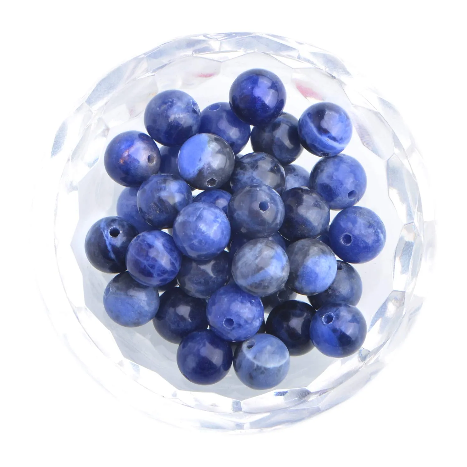 100Pcs Natural Crystal Beads Stone Gemstone Round Loose Energy Healing Beads with Free Crystal Stretch Cord for Jewelry Making (Blue Sodalite, 8MM) Blue Sodalite