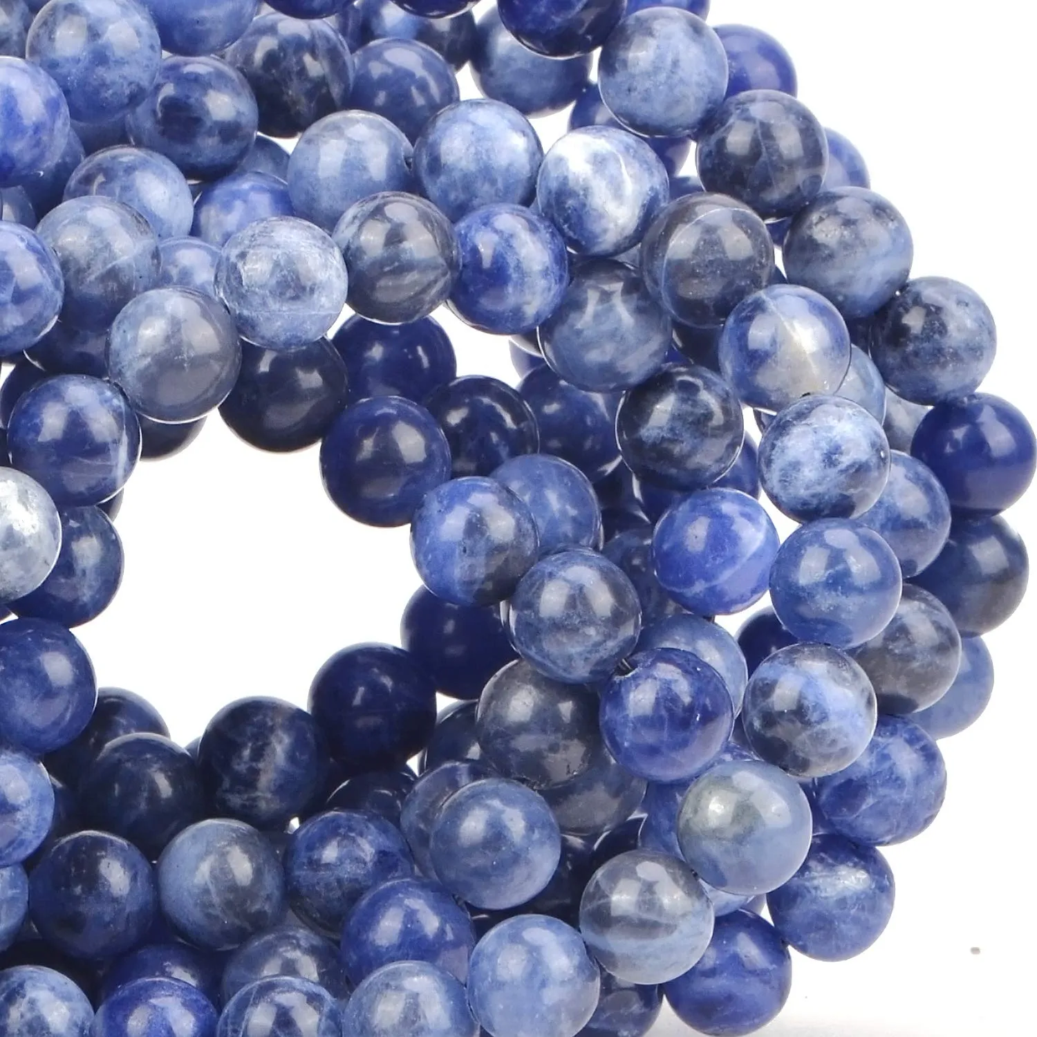 100Pcs Natural Crystal Beads Stone Gemstone Round Loose Energy Healing Beads with Free Crystal Stretch Cord for Jewelry Making (Blue Sodalite, 8MM) Blue Sodalite