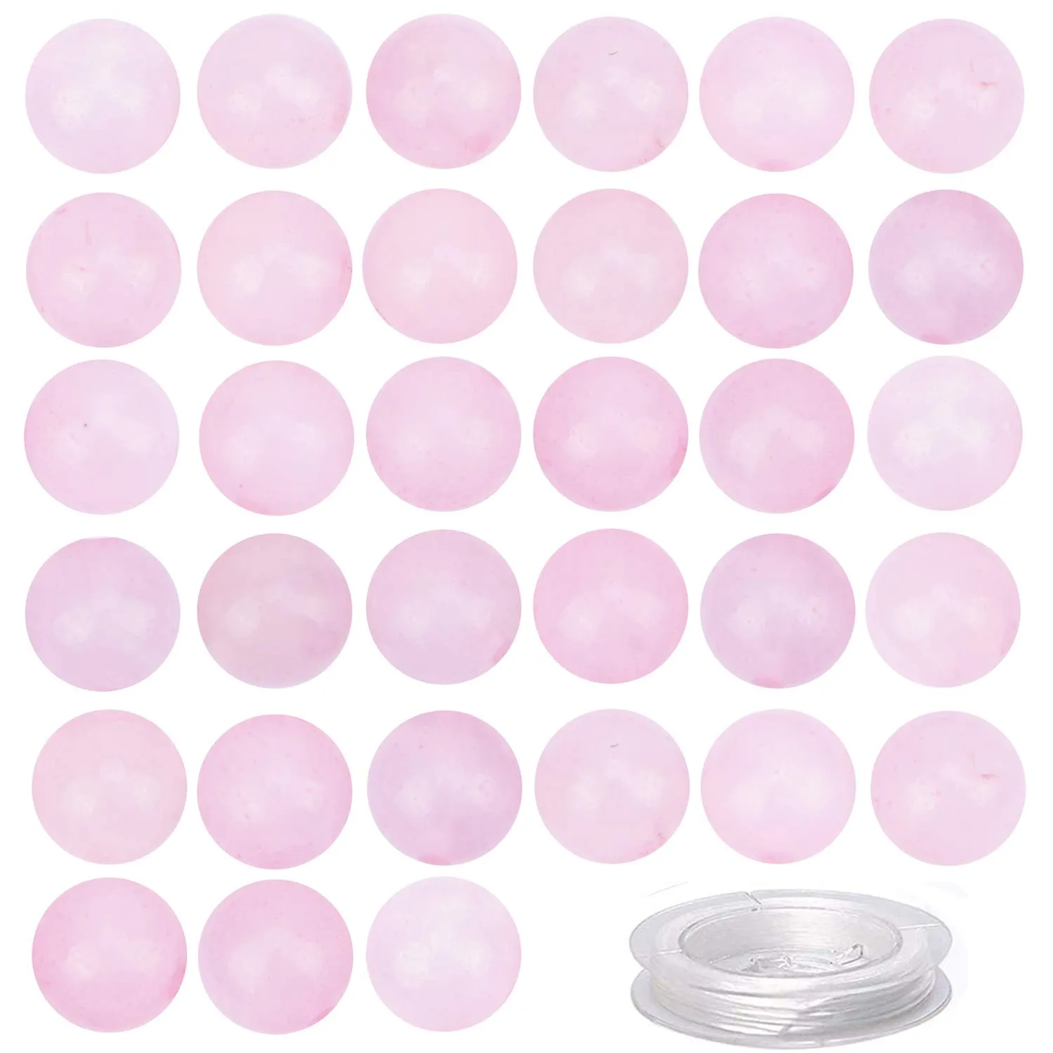 100Pcs Natural Crystal Beads Stone Gemstone Round Loose Energy Healing Beads with Free Crystal Stretch Cord for Jewelry Making (Rose Quartz, 6MM) Rose Quartz