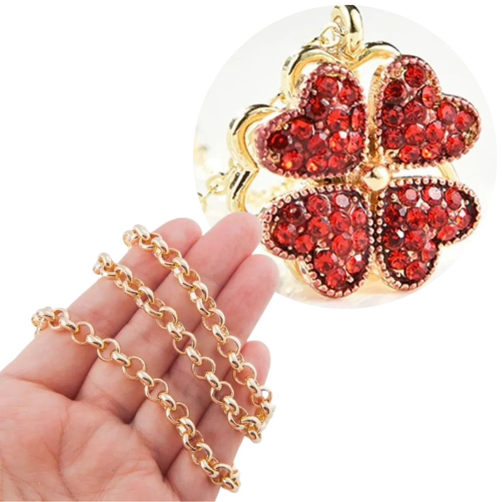 Adjustable 4 Leaf Clover Heart Necklace