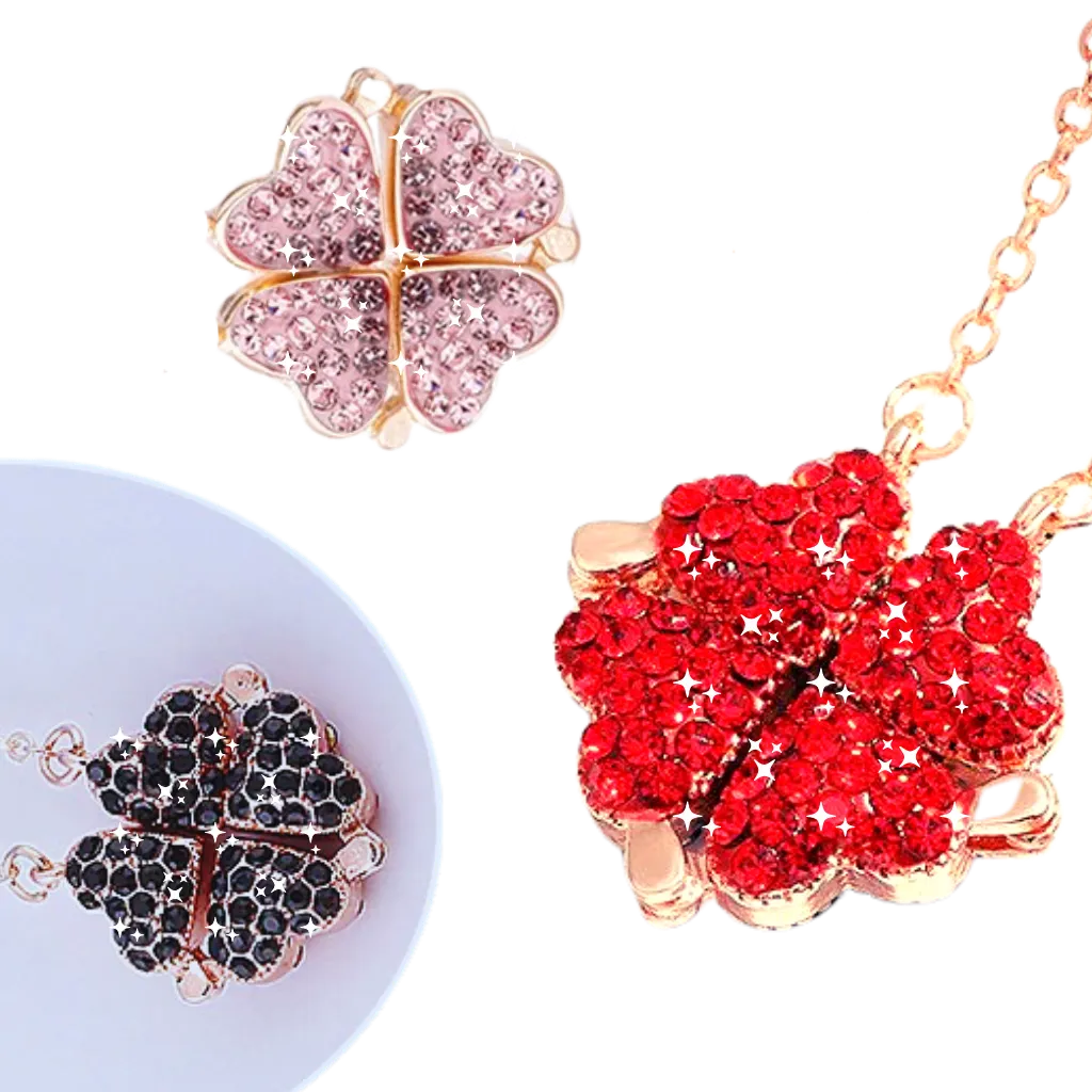 Adjustable 4 Leaf Clover Heart Necklace