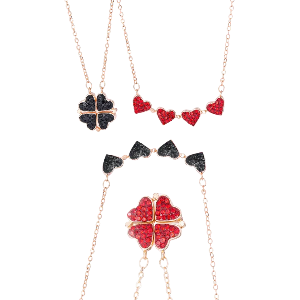 Adjustable 4 Leaf Clover Heart Necklace