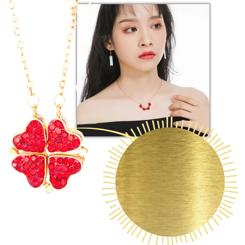 Adjustable 4 Leaf Clover Heart Necklace