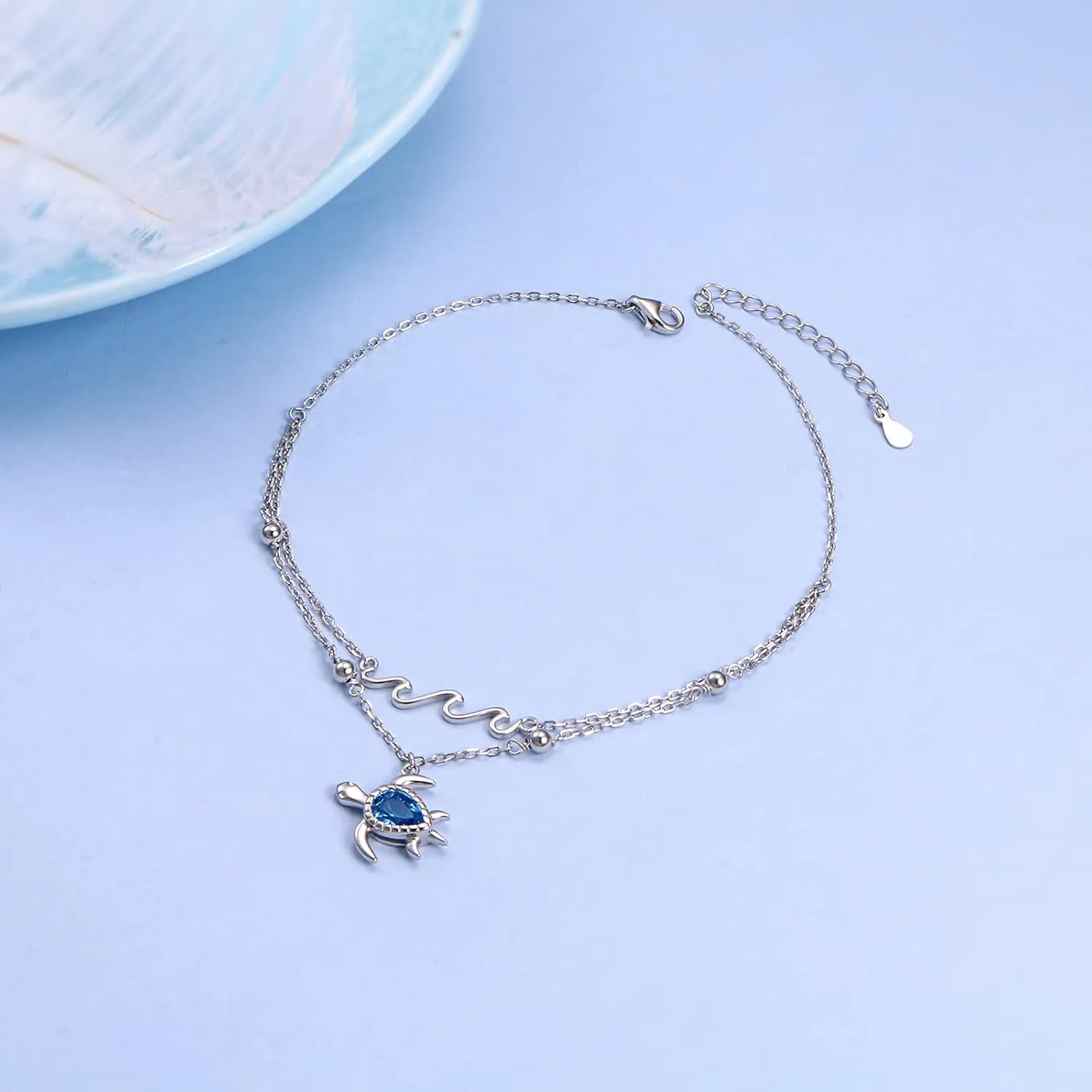Anklet for Women S925 Sterling Silver Adjustable Foot Ankle Bracelet