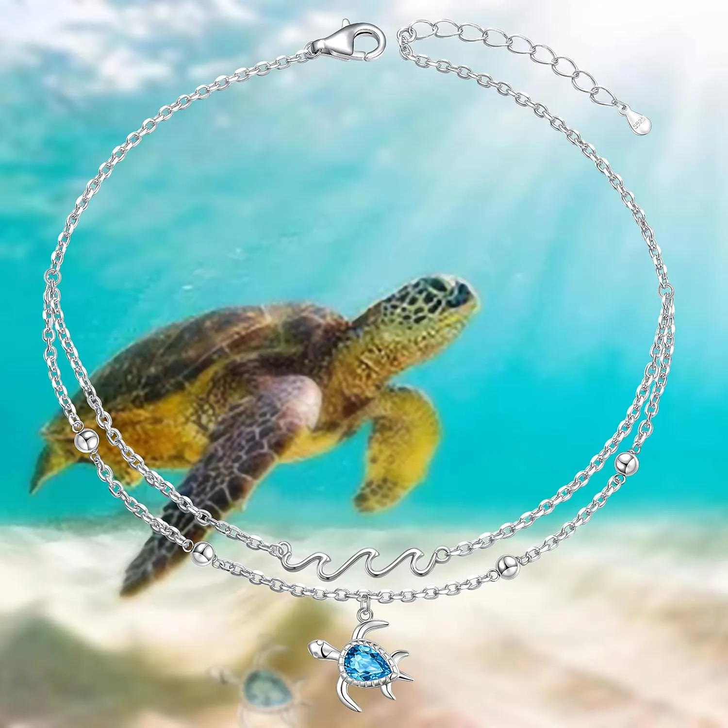 Anklet for Women S925 Sterling Silver Adjustable Foot Ankle Bracelet