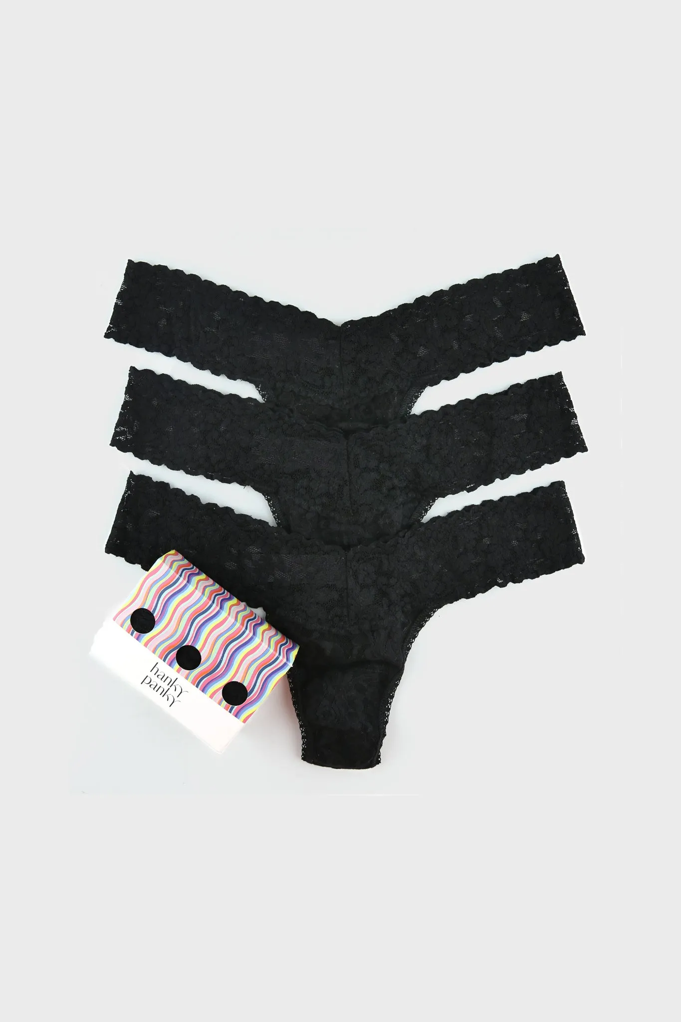 Black Low Rise Thong 3 Pack