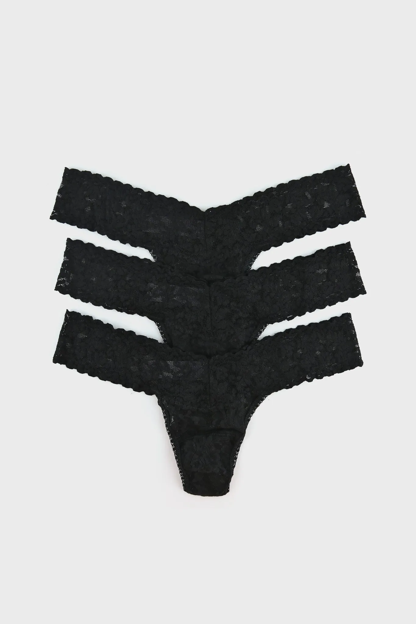 Black Low Rise Thong 3 Pack
