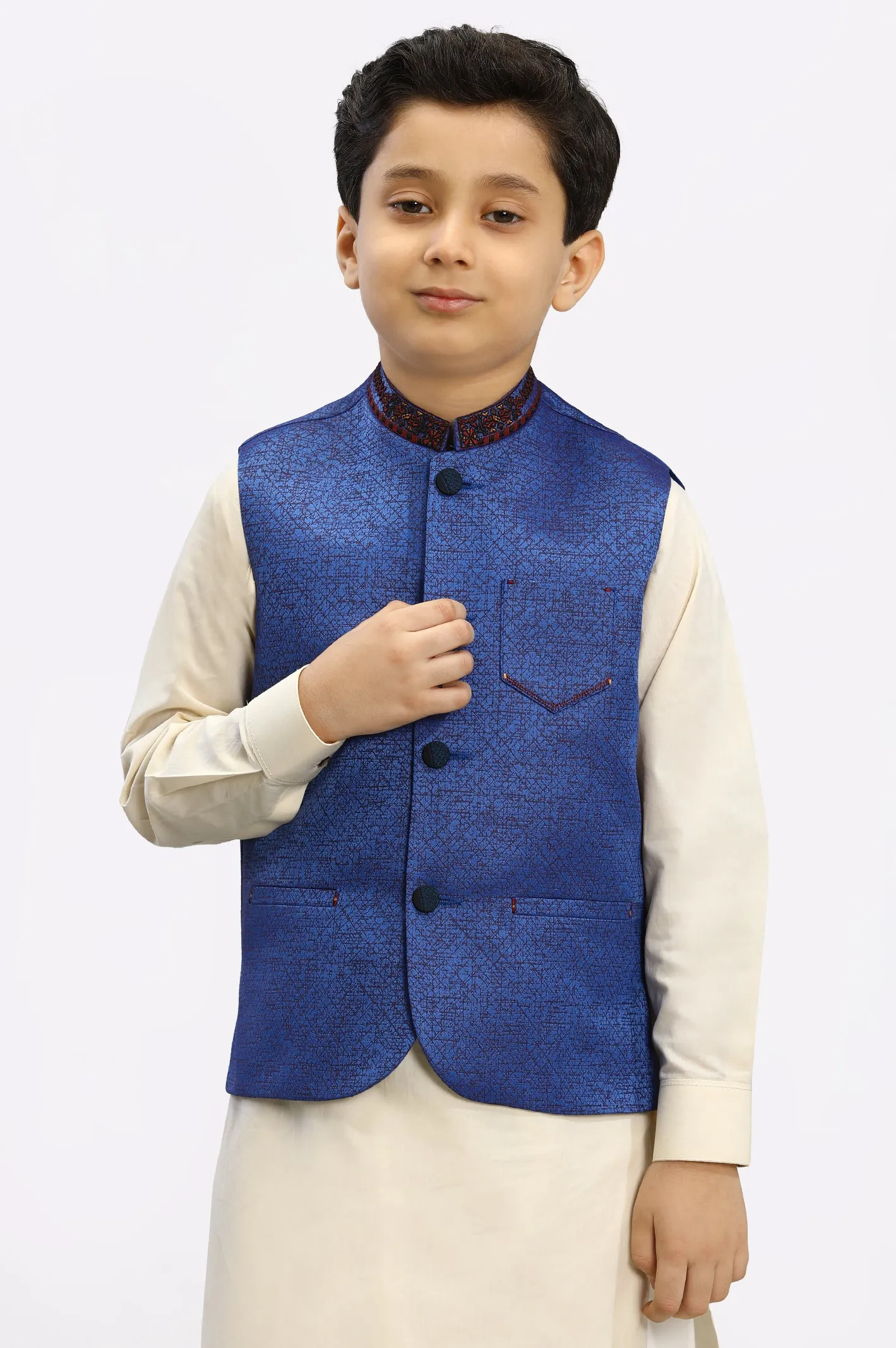 Boys Ink Blue Waist Coat