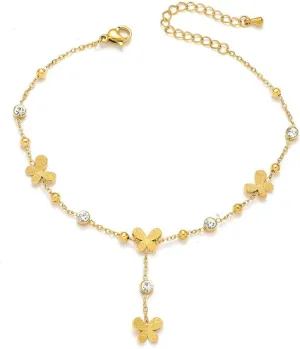 Butterfly Tassel Charm Anklet for Women Chic Butterflies Rhinestone Anklets Adjustable Stacking Dangle Link Chains Fashion Foot Chain Jewelry