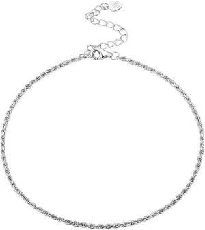 ChicSilver 925 Sterling Silver Ankle Bracelet for Women, Simple Cuban Link/Figaro/Twist Rope Chain Anklets for Beach Party(with Gift Box)