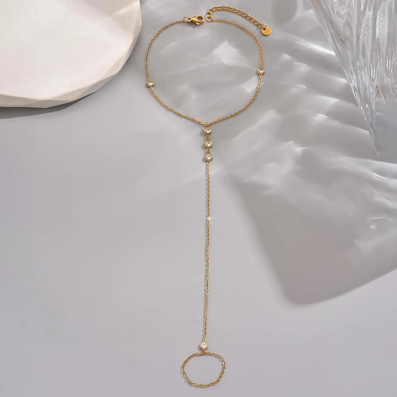 Dainty Ankle Bracelets for Women 18K Gold Plated Tiny Cross Satellite Chain Anklets Y Shaped CZ Ankle Bracelet Waterproof Minimalist Beach Foot Jewelry for Women