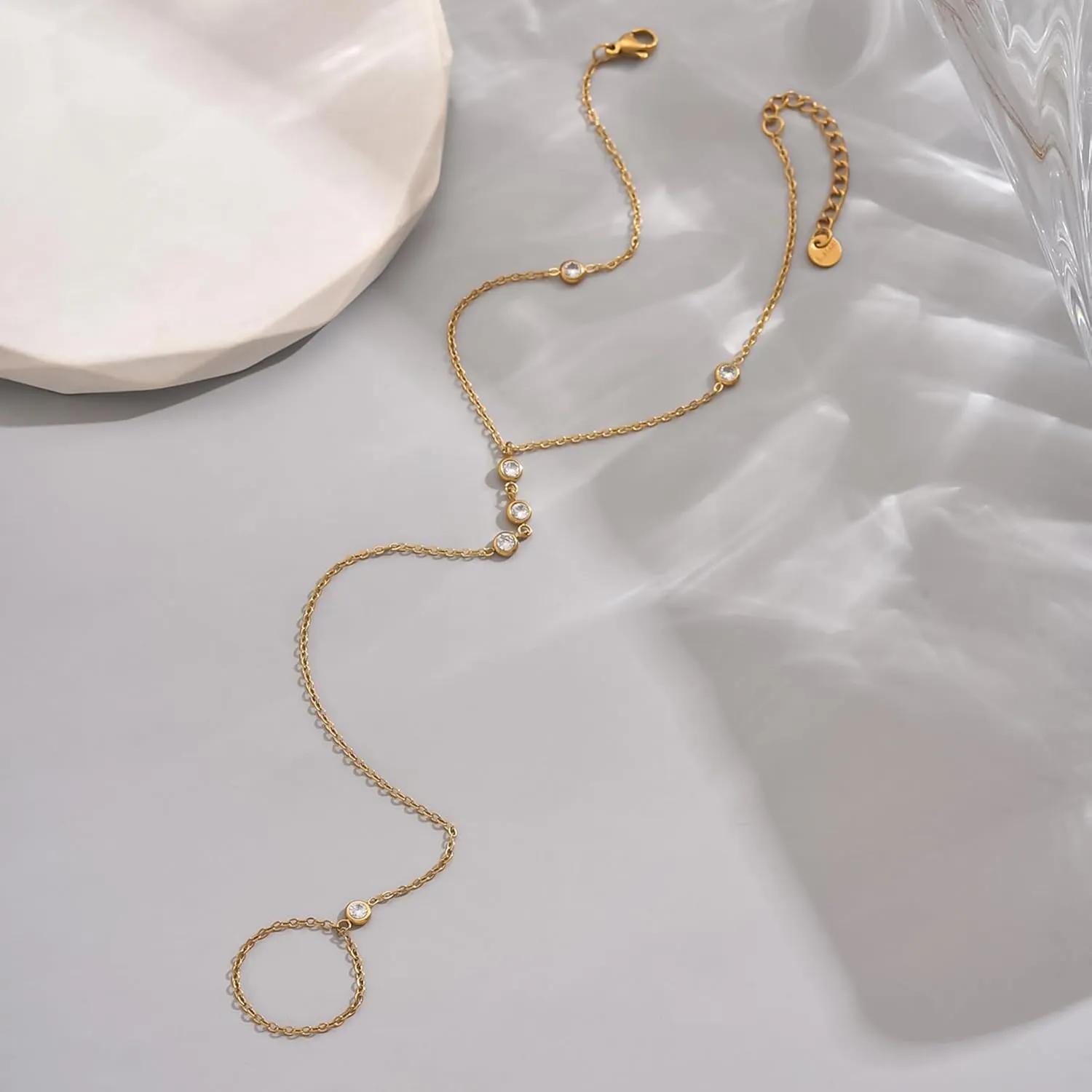 Dainty Ankle Bracelets for Women 18K Gold Plated Tiny Cross Satellite Chain Anklets Y Shaped CZ Ankle Bracelet Waterproof Minimalist Beach Foot Jewelry for Women