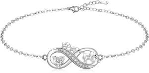 Infinity Elephant Anklet Heart Ankle Bracelets Summer Elephant Anklets for Women Sterling Silver 925 Beach Ocean Theme
