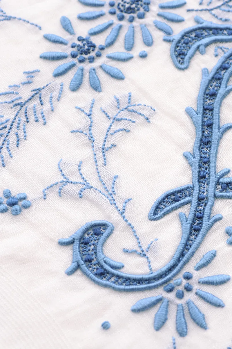 Madeira Vintage Monogrammed A Handkerchief Something Blue for the Bride