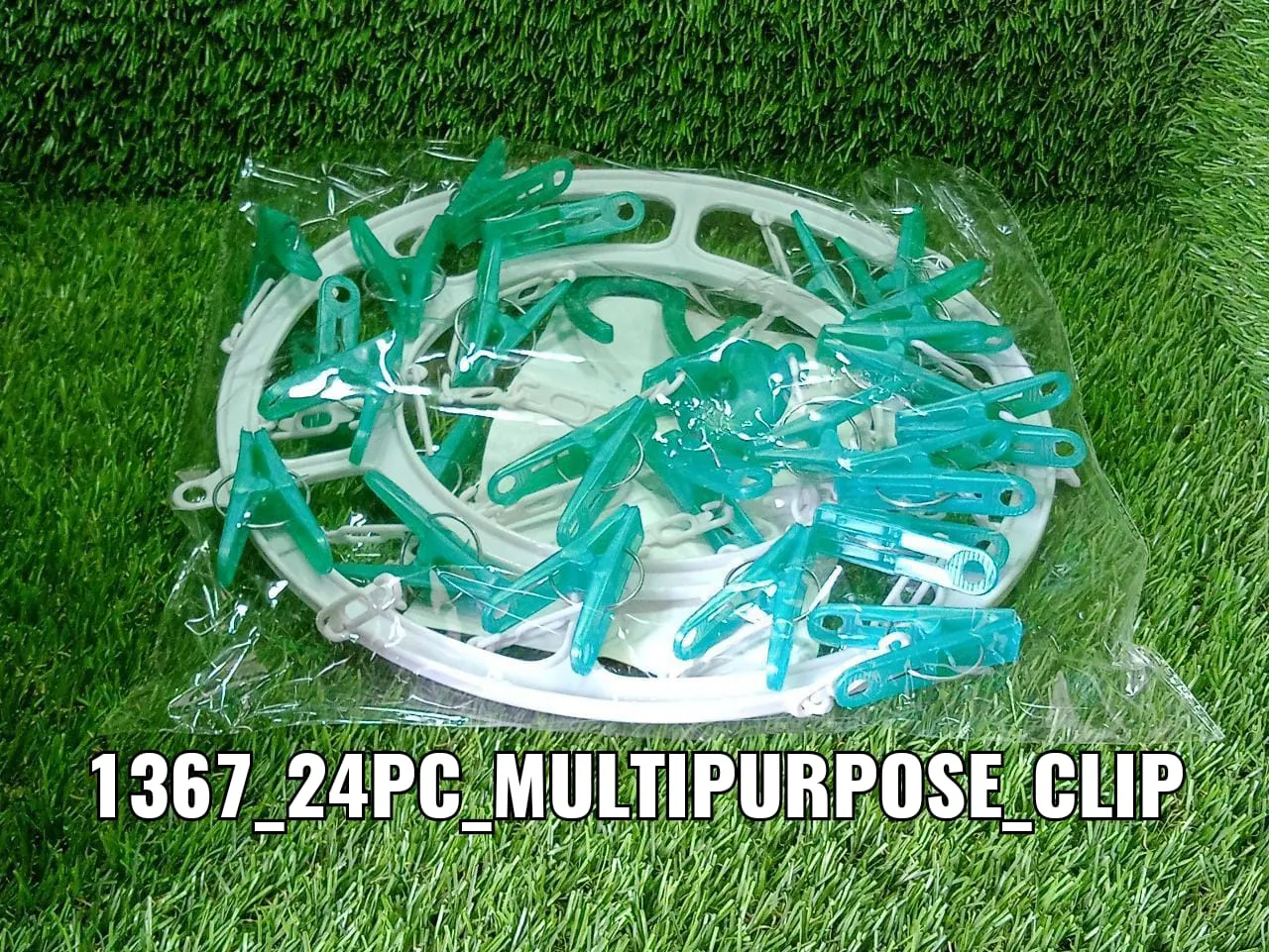 Plastic Round Cloth Drying Stand Hanger with 24 Clips (Multicolour)