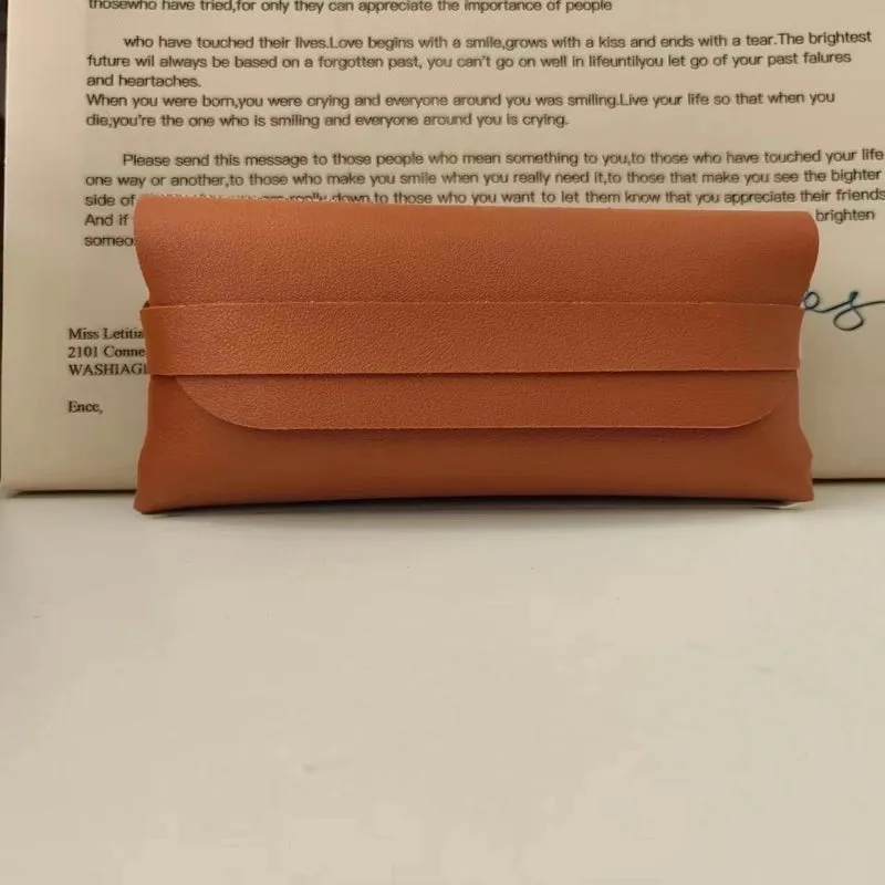 Retro Simple Solid Color Portable Pu Glasses Bag