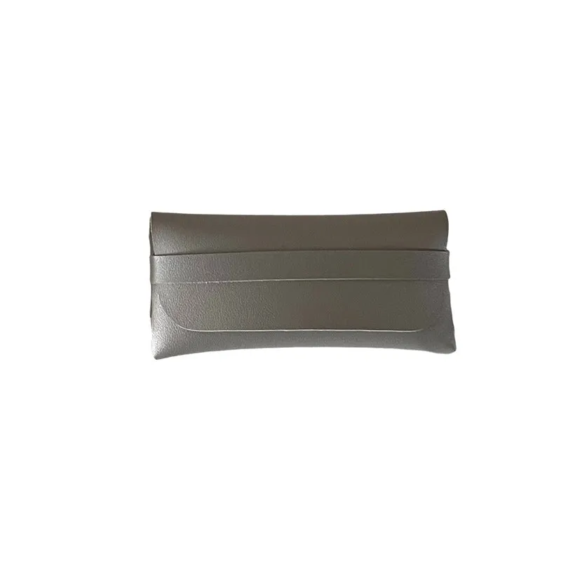 Retro Simple Solid Color Portable Pu Glasses Bag