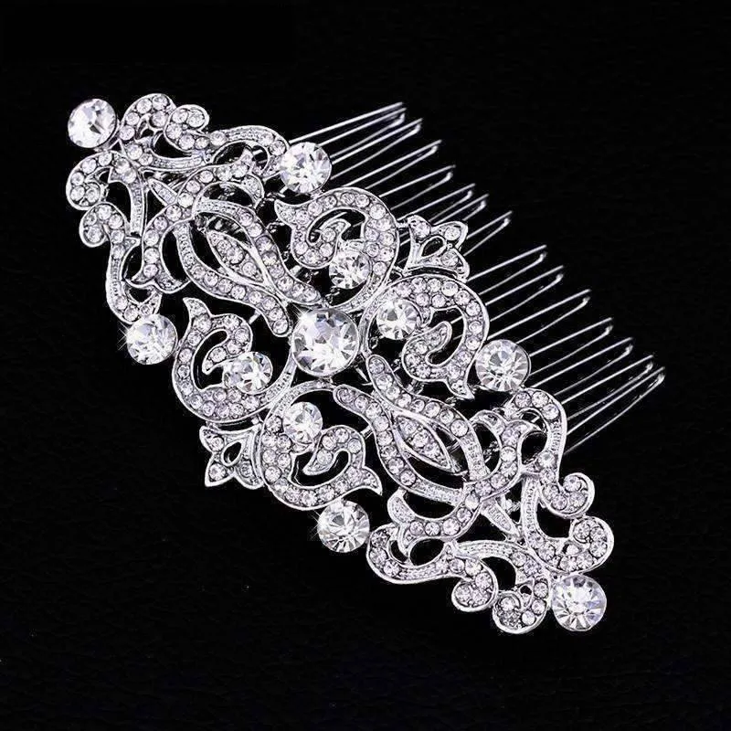 Vintage Style Crystal and Filigree Hair Comb