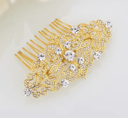 Vintage Style Crystal and Filigree Hair Comb