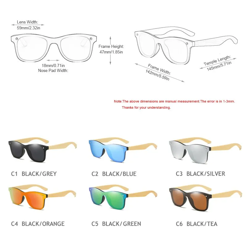 West Louis Ultralight Bamboo Wood Frame Polarized Men Sunglasses