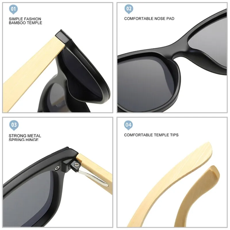 West Louis Ultralight Bamboo Wood Frame Polarized Men Sunglasses